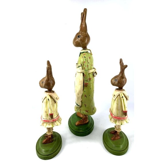 Penny McAllister Bunny Rabbit Mom and Kids Twins 2003 Arms Move Lot of 3 Vtg - Picture 8 of 10